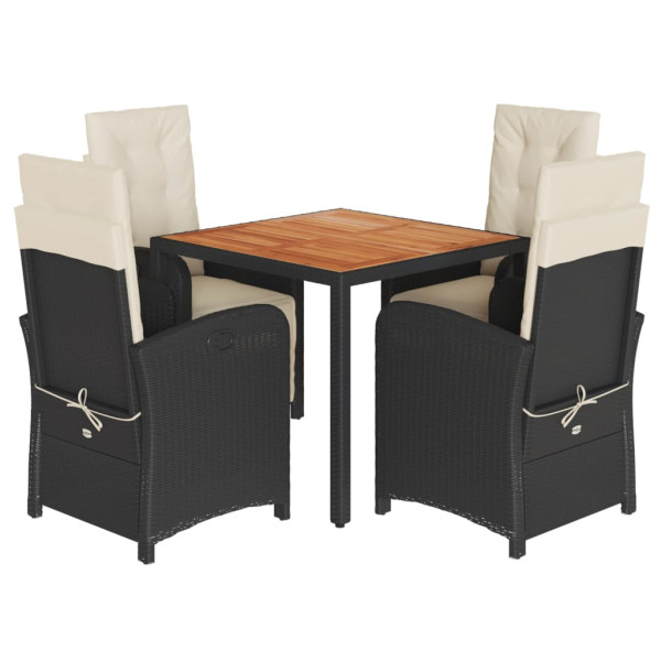 Set de muebles jardín 5 pzas con cojines ratán sintético negro M 2