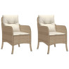 Sillones de jardín con cojines 2 uds ratán sintético beige 2