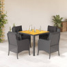 Set de muebles jardín 5 pzas con cojines ratán sintético negro 1