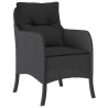 5 pcs conjunto de jantar p/ jardim c/ almofadões vime PE preto 3