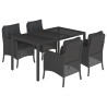 Set de muebles jardín 5 pzas con cojines ratán sintético negro 2