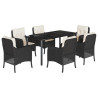 Set de comedor de jardín 7 pzas y cojines ratán sintético negro 2