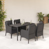 5 pcs conjunto de jantar p/ jardim c/ almofadões vime PE preto 1