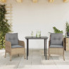 Set comedor de jardín 3 pzas con cojines ratán sintético beige 1