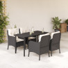 5 pcs conjunto de jantar p/ jardim c/ almofadões vime PE preto 1