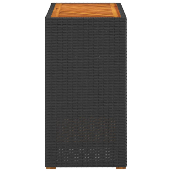 Mesa apoio jardim c/ tampo madeira 60x40x75 cm vime PE preto M 5