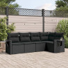 5 pcs conjunto sofás de jardim com almofadões vime PE preto 1