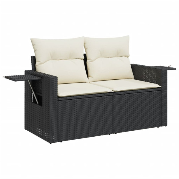 5 pcs conjunto sofás de jardim com almofadões vime PE preto M 3