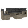 Set de muebles de jardín 6 pzas y cojines ratán sintético gris 2