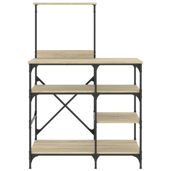 Estantería de cocina madera ingeniería metal roble 90x40x132 cm M 4