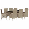Set comedor de jardín 9 pzas con cojines ratán sintético beige 2