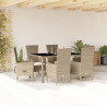 Set comedor de jardín 7 pzas con cojines ratán sintético beige 1