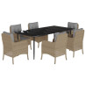 Set comedor de jardín 7 pzas con cojines ratán sintético beige 2