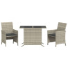 3 pcs conjunto bistrô com almofadões vime PE cinzento claro 2