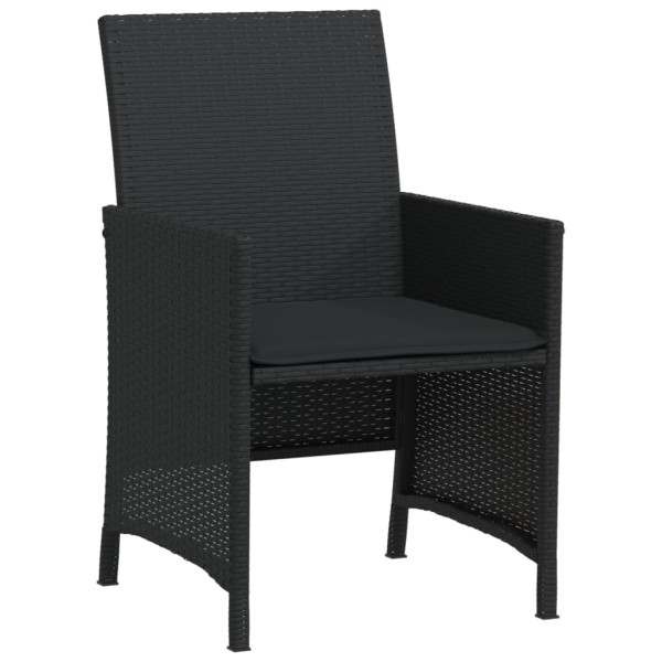 3 pcs conjunto de bistrô com almofadões vime PE preto M 5