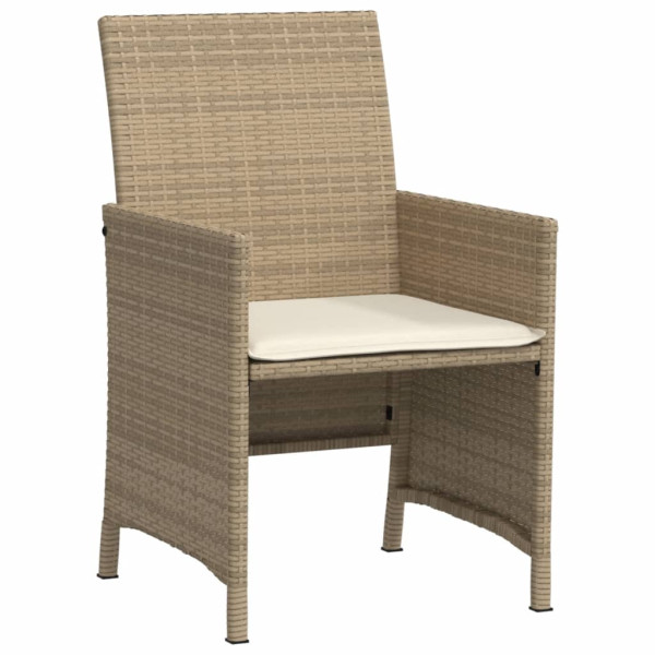 3 pcs conjunto bistrô com almofadões vime PE bege M 5