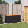 Caja de almacenaje jardín madera acacia ratán negro 110x50x54cm 3