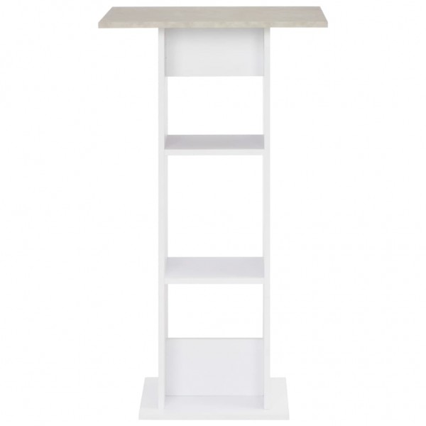 Mesa alta de bar blanco y gris hormigón 60x60x110 cm M 3