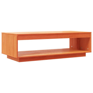 Mesa de centro madera maciza de pino marrón cera 110x50x33.5 cm H