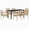 Set comedor de jardín 7 pzas con cojines ratán sintético beige 2