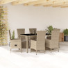 Set comedor de jardín 7 pzas con cojines ratán sintético beige 1