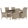 Set comedor de jardín 7 pzas con cojines ratán sintético beige 2