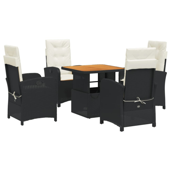 Set de muebles jardín 5 pzas con cojines ratán sintético negro M 2