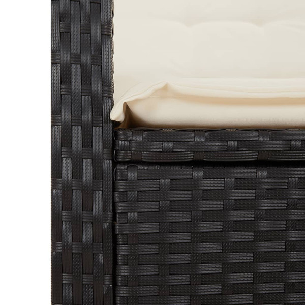 5 pcs conjunto de jantar p/ jardim c/ almofadões vime PE preto M 5