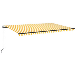 Toldo retrátil automático 500x300 cm amarelo e branco H
