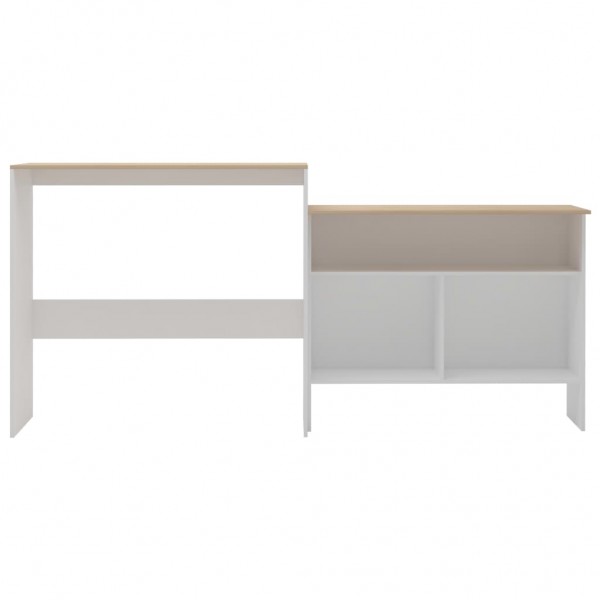 Mesa de bar com 2 tampos 130x40x120 cm branco e carvalho M 3