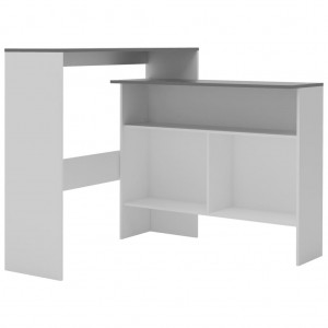Mesa de bar com 2 tampos 130x40x120 cm branco e cinzento H
