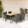 Set de muebles jardín 5 pzas con cojines ratán sintético negro 1