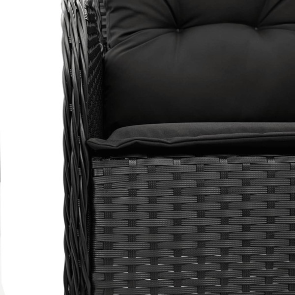 5 pcs conjunto de jantar p/ jardim c/ almofadões vime PE preto M 5