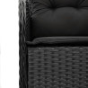 5 pcs conjunto de jantar p/ jardim c/ almofadões vime PE preto 5