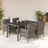 Set comedor de jardín 5 piezas con cojines ratán sintético gris 1