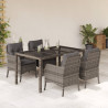 Set comedor de jardín 5 piezas con cojines ratán sintético gris 2