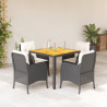 Set de muebles jardín 5 pzas con cojines ratán sintético negro 1