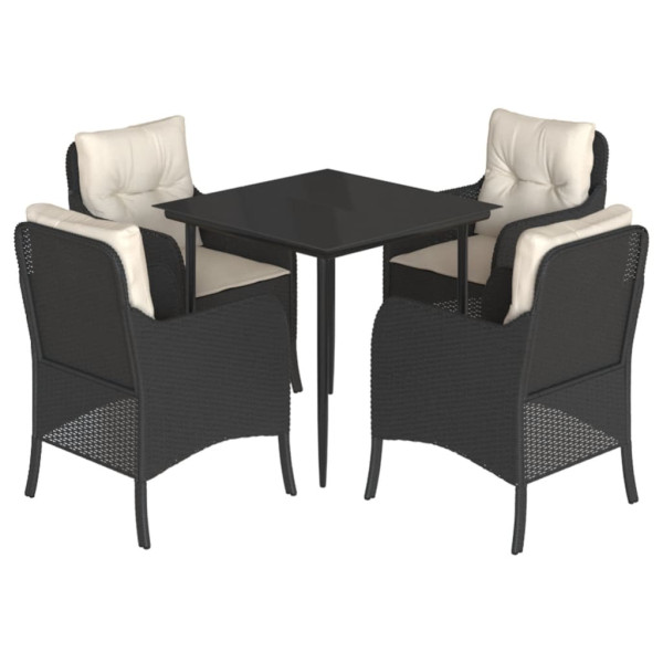 Set de muebles jardín 5 pzas con cojines ratán sintético negro M 2