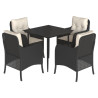 Set de muebles jardín 5 pzas con cojines ratán sintético negro 2