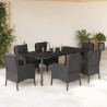 Set de comedor de jardín 7 pzas y cojines ratán sintético negro 1