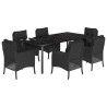 Set de comedor de jardín 7 pzas y cojines ratán sintético negro 2