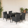 5 pcs conjunto de jantar p/ jardim c/ almofadões vime PE preto 1