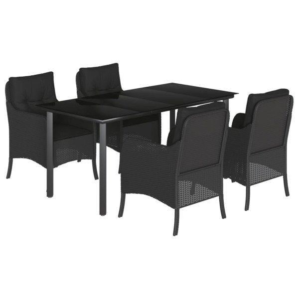 Set de muebles jardín 5 pzas con cojines ratán sintético negro M 2