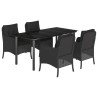 Set de muebles jardín 5 pzas con cojines ratán sintético negro 2