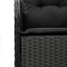 5 pcs conjunto de jantar p/ jardim c/ almofadões vime PE preto 5