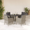 Set comedor de jardín 5 pzas cojines ratán sintético gris claro 1