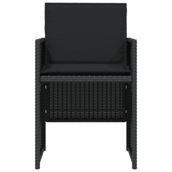 3 pcs conjunto de bistrô com almofadões vime PE preto M 5