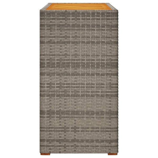 Mesa auxiliar jardín tapa madera ratán PE gris 100x40x75 cm M 5
