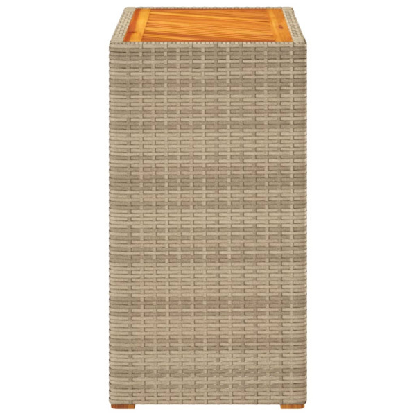 Mesa auxiliar jardín tapa madera ratán PE beige 60x40x75 cm M 5
