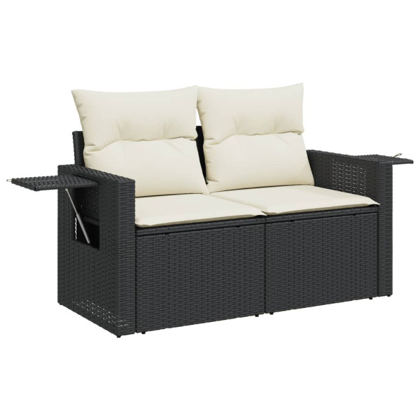 5 pcs conjunto sofás de jardim com almofadões vime PE preto M 4